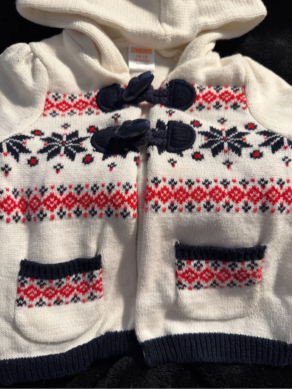 Gymboree Hooded Fair Isle Toggle Knit Cardigan Sweater 12-18 Months